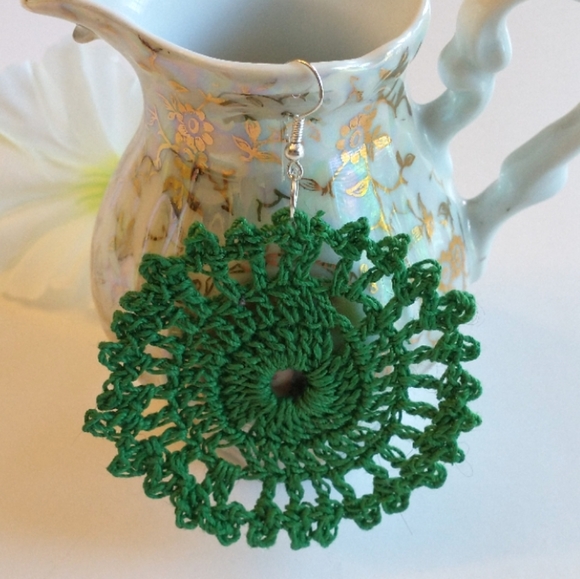 💚Lace earrings lightweight Handmade Boho Handmade - Picture 1 of 2